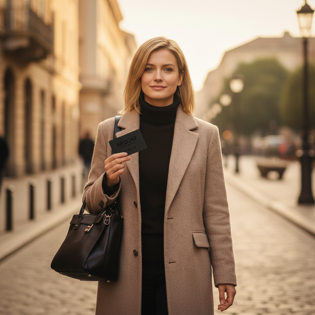 Woman with Wedjat card